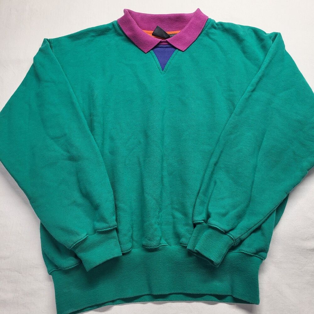 Vtg Women’s 80’s Liz Claiborne LizWear Crewneck Pullover Color Block Collared M